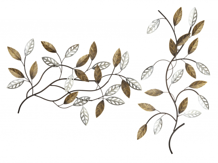 Set 2 decoratiuni de perete Twigs, metal, auriu/argintiu,85x54 cm [2]