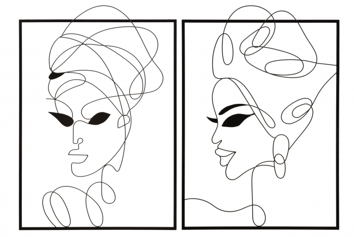 Set 2 decoratiuni pentru perete Woman Simply, Fier, Negru, 100x70x1 cm [6]