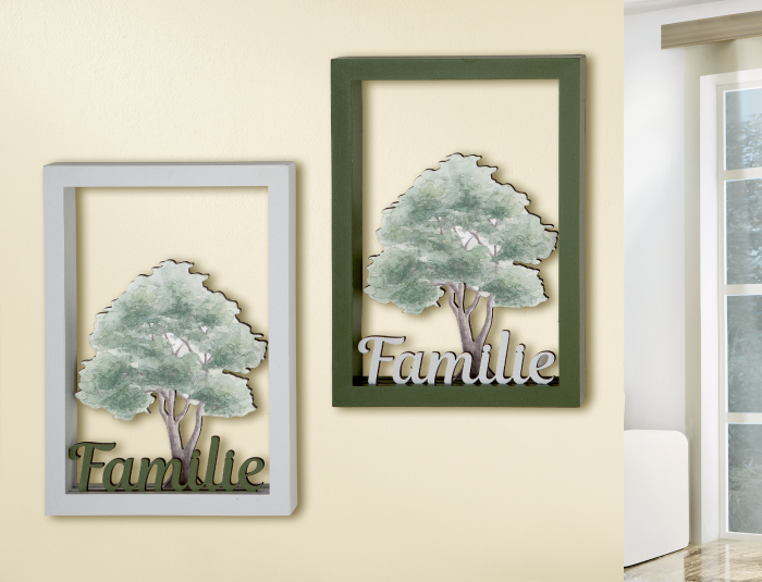 Set 2 decoratiuni perete Tree of Life , MDF, verde/gri, 18x25x3 cm [2]
