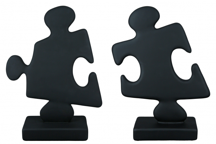Set 2 decoratiuni Puzzle, Rasina, Negru, 28x38x10.5 cm [3]