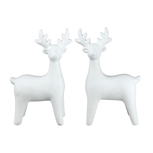 Set 2 decoratiuni Raindeer, Ceramica, Alb, 5x11x16.5 cm