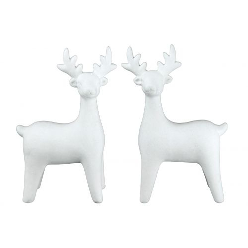 Set 2 decoratiuni Reindeer, Ceramica, Alb, 3x6x9 cm