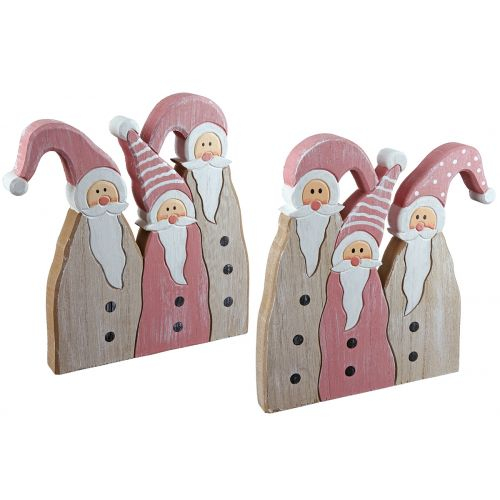 Set 2 decoratiuni Santa Trio, MDF, Roz Maro, 2x17x19.5 cm