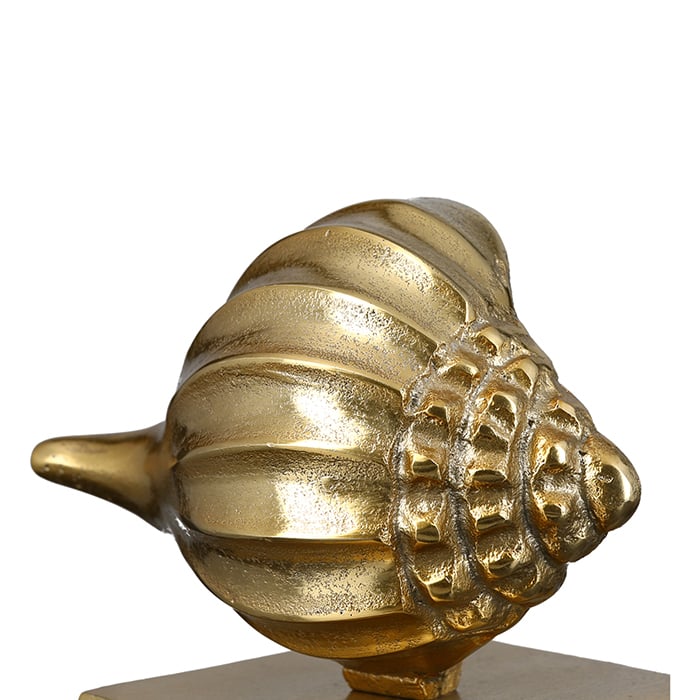 Set 2 decoratiuni Shell, aluminiu, auriu antichizat, 16x19x13 cm