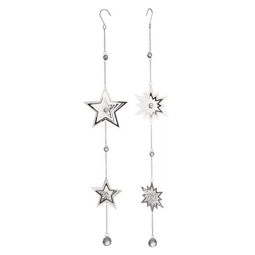 Set 2 decoratiuni Star Drop, Metal, Argintiu, 1x14x80 cm