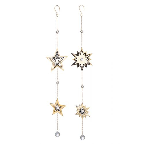 Set 2 decoratiuni Star Drop, Metal, Auriu, 1x14x80 cm