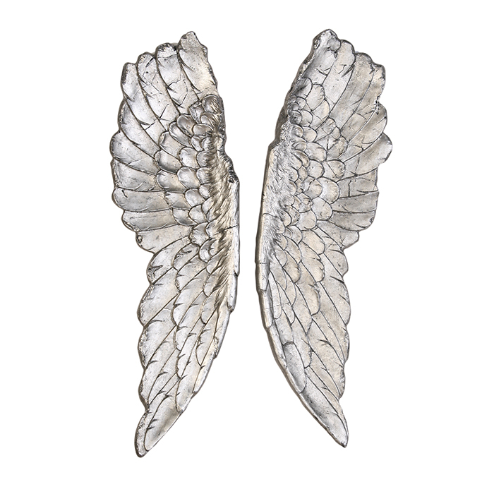 Set 2 decoratiuni Wings, rasina, argintiu, 36x100 cm