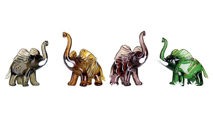 Set 4 elefanti asortati Cylinder, sticla, multicolor, 5 x 8.5 x 7 cm [2]