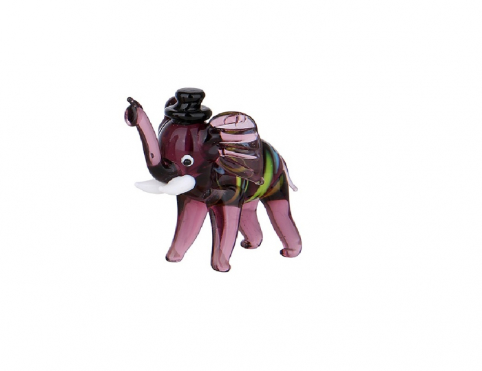 Figurina elefant, sticla, mov, 6,5x3,5x4,5 cm