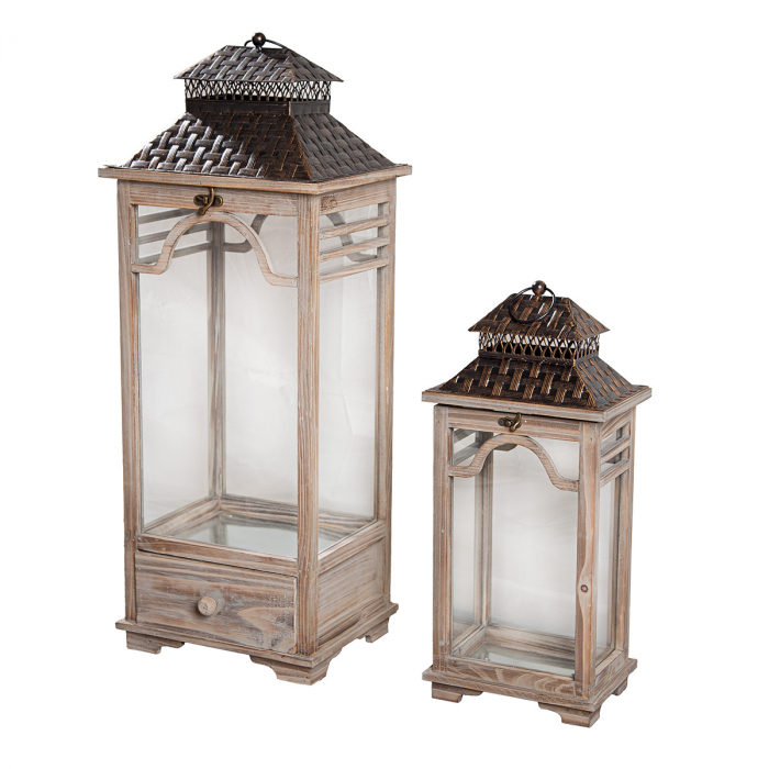 Set 2, Felinar, Osaka, Lemn, gri, PU 1, L. 24,5 cm, L. 30,5 cm, H. 78,5 cm [1]