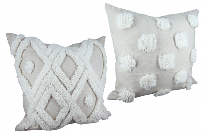 Set 2 fete de perne Yucca, Panza, Gri/Alb, 45x45 cm [2]