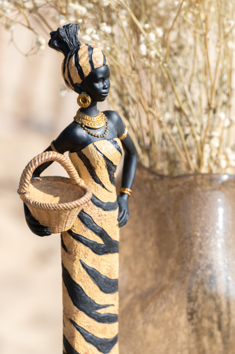 Set 2 figurine African Woman Zebra, Rasina, Negru, 11x11x66 cm [3]