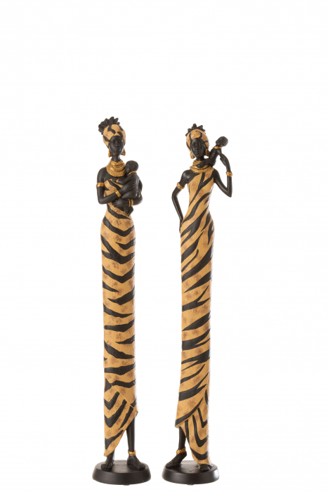 Set 2 figurine African Woman Zebra, Rasina, Negru, 11x11x66 cm [2]