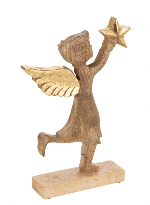 Set 2 figurine Angel+Star, Lemn, Natural, 19x3x32 cm