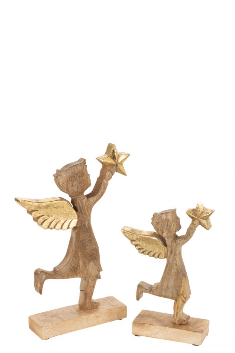 Set 2 figurine Angel+Star, Lemn, Natural, 19x3x32 cm [2]