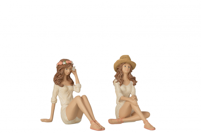 Set 2 figurine asortate, Compozit, Bej, 22x11x18 cm