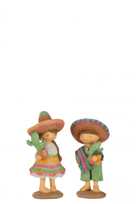 Set 2 figurine asortate, Compozit, Multicolor, 8.5x7.5x16.5 cm