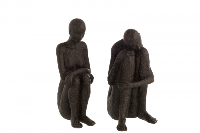 Set 2 figurine asortate, Compozit, Negru, 15x10x28 cm