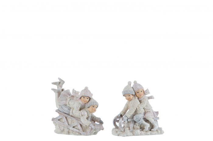 Set 2 figurine asortate, Compozit, Roz, 13.5x7x13.4 cm