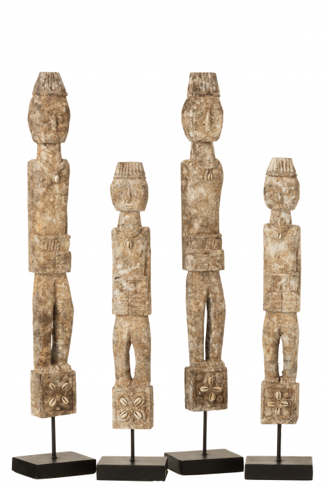 Set 2 figurine asortate, Lemn, Natural, 10x8x54 cm