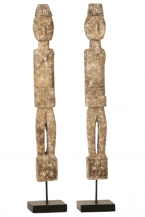Set 2 figurine asortate, Lemn, Natural, 10x8x54 cm [2]