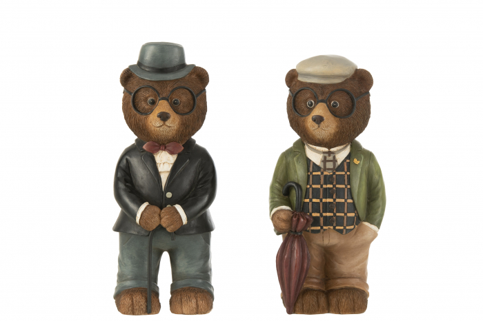 Set 2 figurine Bear Gentlemen, Rasina, Multicolor, 7.5x7.5x18.5 cm