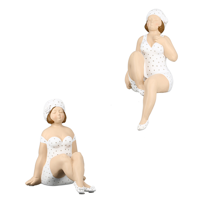 Set 2 figurine Becky, rasina, alb gri, 18x12x31 cm