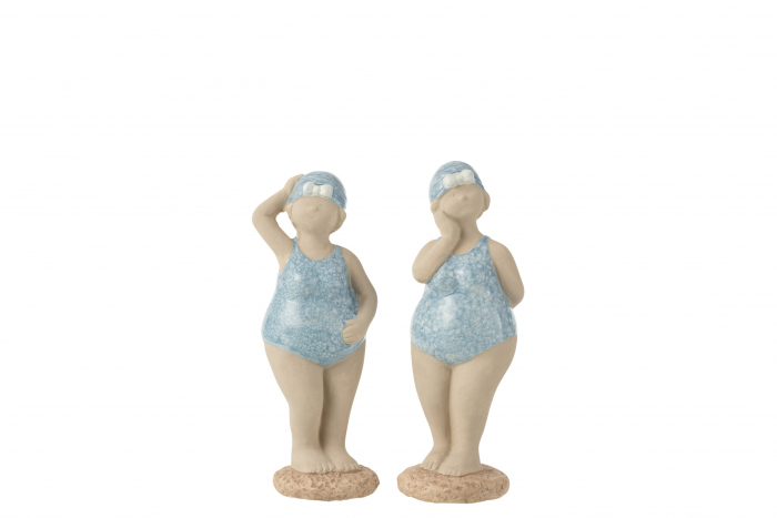 Set 2 figurine, Ceramica, Albastru, 15x6x18