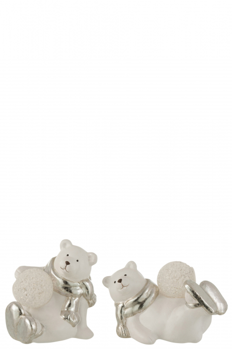 Set 2  figurine ursulet cu LED, Ceramica, Argintiu, 16x10x13 [2]