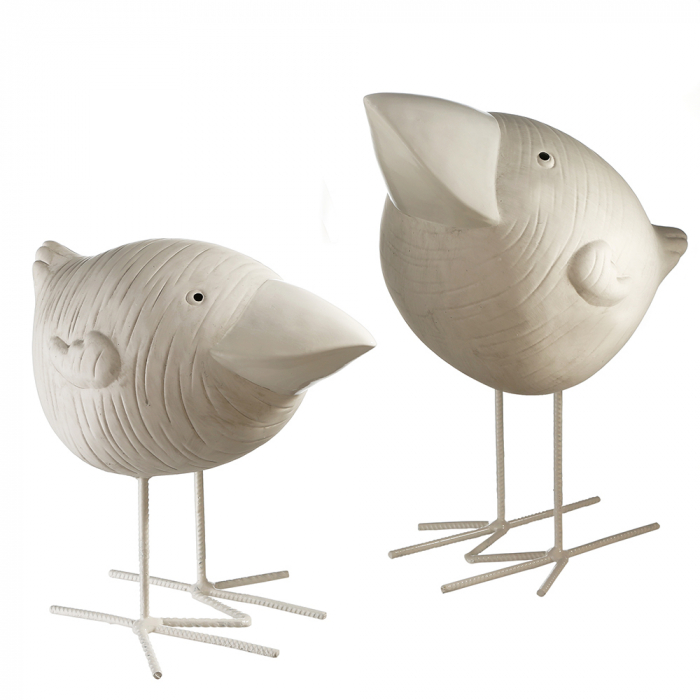 Set 2 figurine corb Rudi, ceramica fier, crem alb, 19x29x35 cm