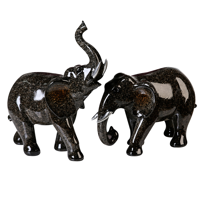 Set 2 figurine elefant Tracy, rasina, negru, 20x21x9 cm