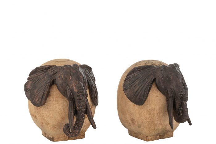 Set 2 figurine Elephant, Lemn, Bronz, 15x19.5x17 cm [3]
