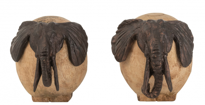 Set 2 figurine Elephant, Lemn, Bronz, 15x19.5x17 cm