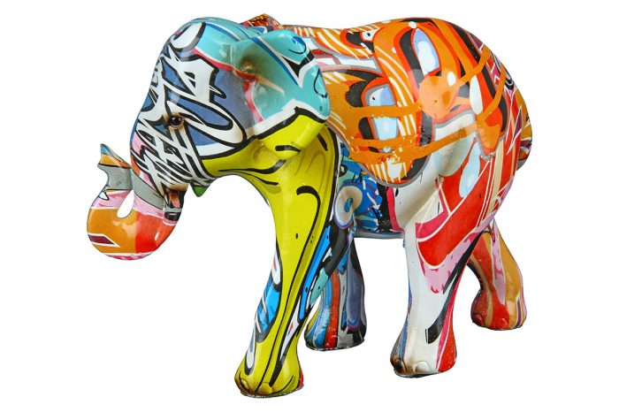 Set 2 figurine Elephant Pop Art, Rasina, Multicolor, 17x13x7 cm
