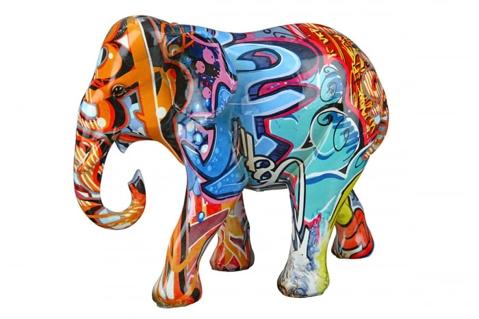 Set 2 figurine Elephant Pop Art, Rasina, Multicolor, 18x16x9 cm