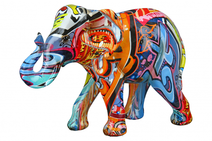 Set 2 figurine Elephant Street Art, Rasina, Multicolor, 23x17x10 cm