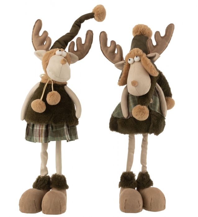 Set 2 figurine Elk, Fibre sintetice, Multicolor, 23x20x59 cm