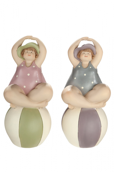 Set 2 figurine Elli on ball, rasina, multicolor, 10x21x9 cm