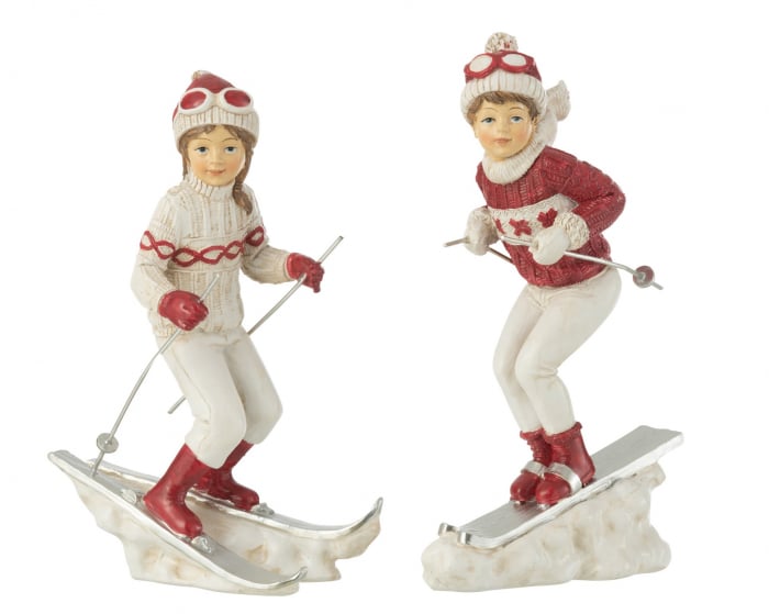 Set 2 figurine Girl And Boy Skiing, Rasina, Multicolor, 12x12x19.5 cm