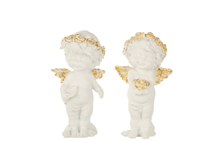 Set 2 figurine inger asortate, Compozit, Alb , 9.3x8.4x18.6 cm [1]
