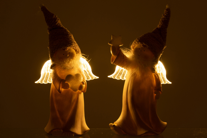 Set 2 figurine inger asortate, Compozit, Roz, 26x10x28 cm [3]