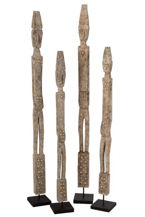 Set 2 figurine Kali, Lemn, Gri, 15.5x15.5x149.5 cm [2]