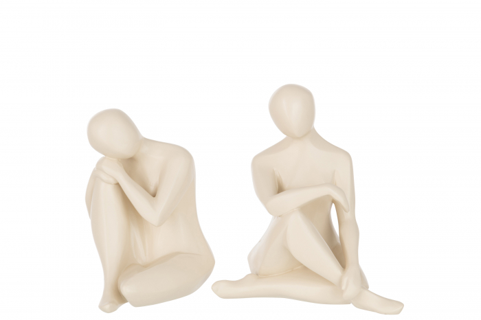 Set 2 figurine Kneeling , Rasina, Bej, 15.6x17.1x22.3 cm