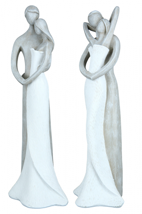 Set 2 figurine Longing, Rasina, Alb/Gri, 10x30.5x8 cm [5]