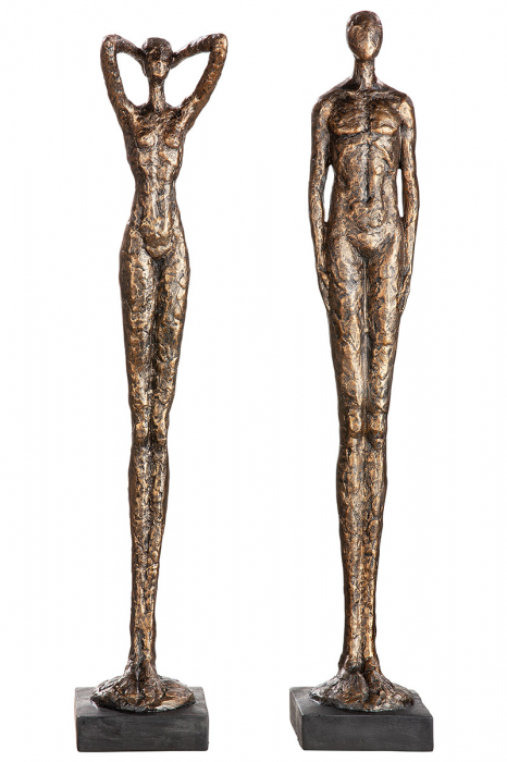 Set 2 figurine Millenium, Rasina, Auriu, 11x11x60 cm