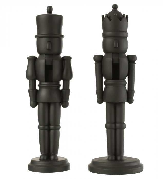 Set 2 figurine Nutcracker, Rasina, Negru, 12x12x47 cm