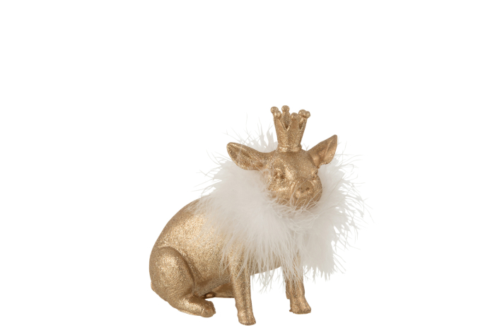 Set 2 figurine Pig Crown, Rasina, Auriu, 16x8x15 cm [1]