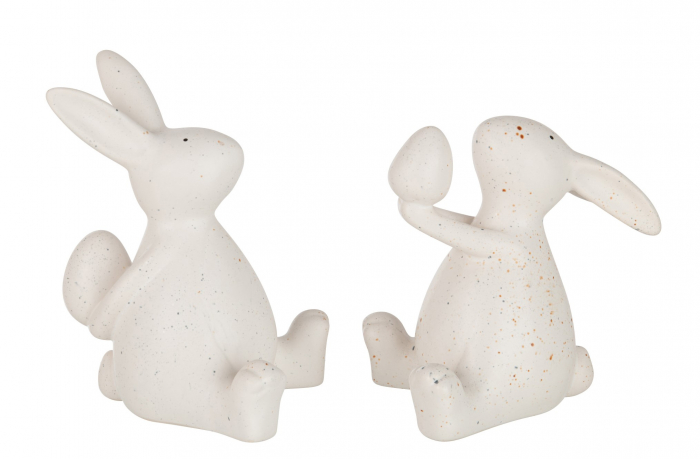 Set 2 figurine Rabbit Sitting, Ceramica, Alb, 15x11.5x17 cm