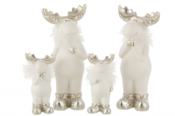 Set 2 figurine Reindeer, Ceramica, Argintiu, 10x10x30 cm [2]