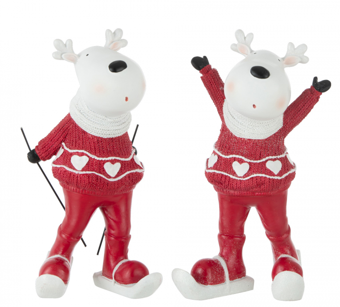 Set 2 figurine Reindeer Skiing, Rasina, Multicolor, 12.5x12.5x22.5 cm
